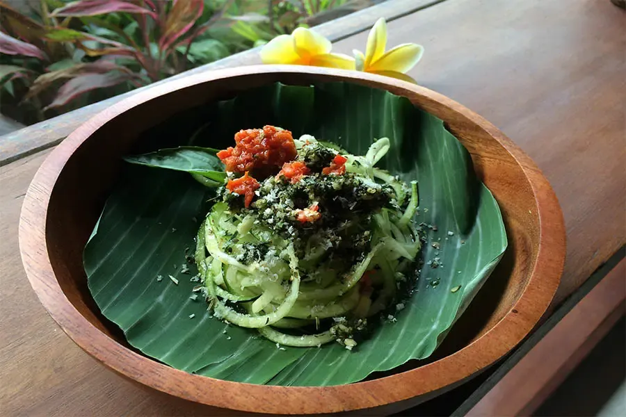 Zucchini Noodles with Sambal at Annam, BeingSattvaa