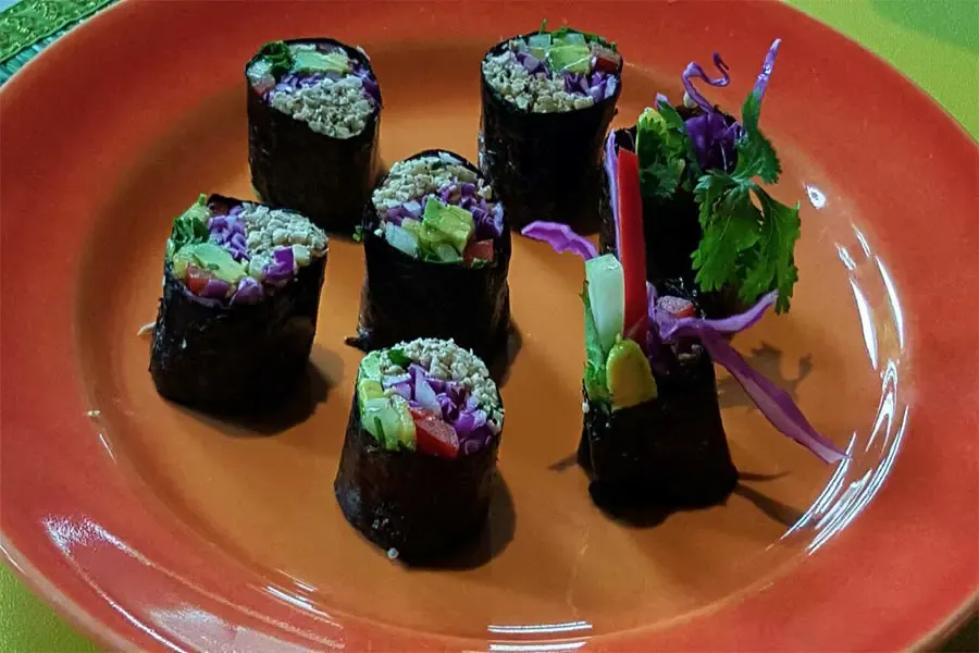 Raw Vegetable Nori Rolls at Annam, BeingSattvaa