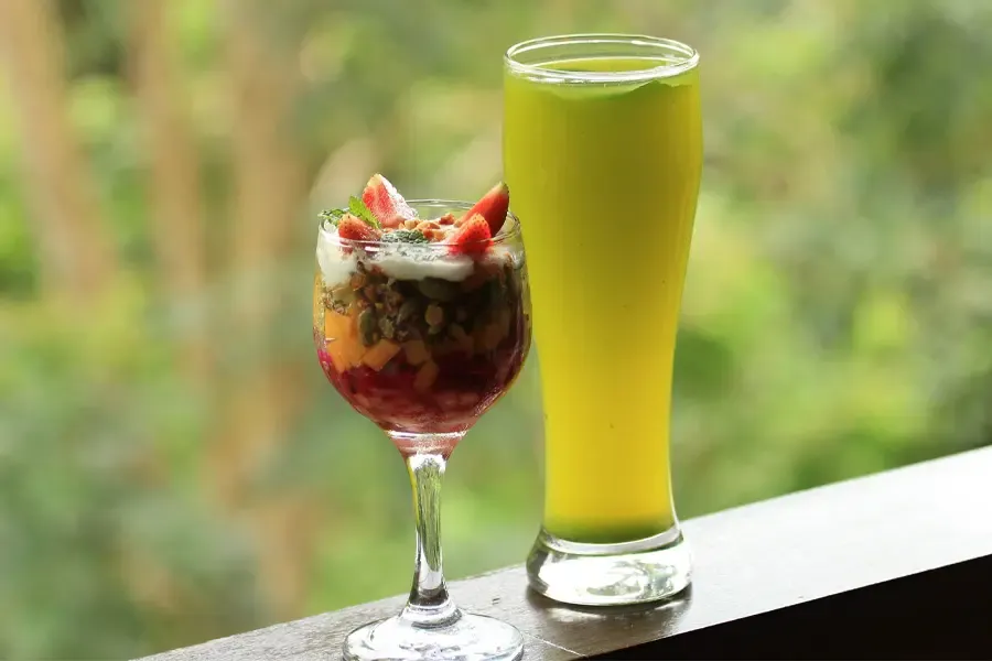 Granola Parfait & Fresh Juice at Annam, BeingSattvaa